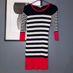 Three Quarter Sleeve Lightweight Striped Sweater Dress Size Medium